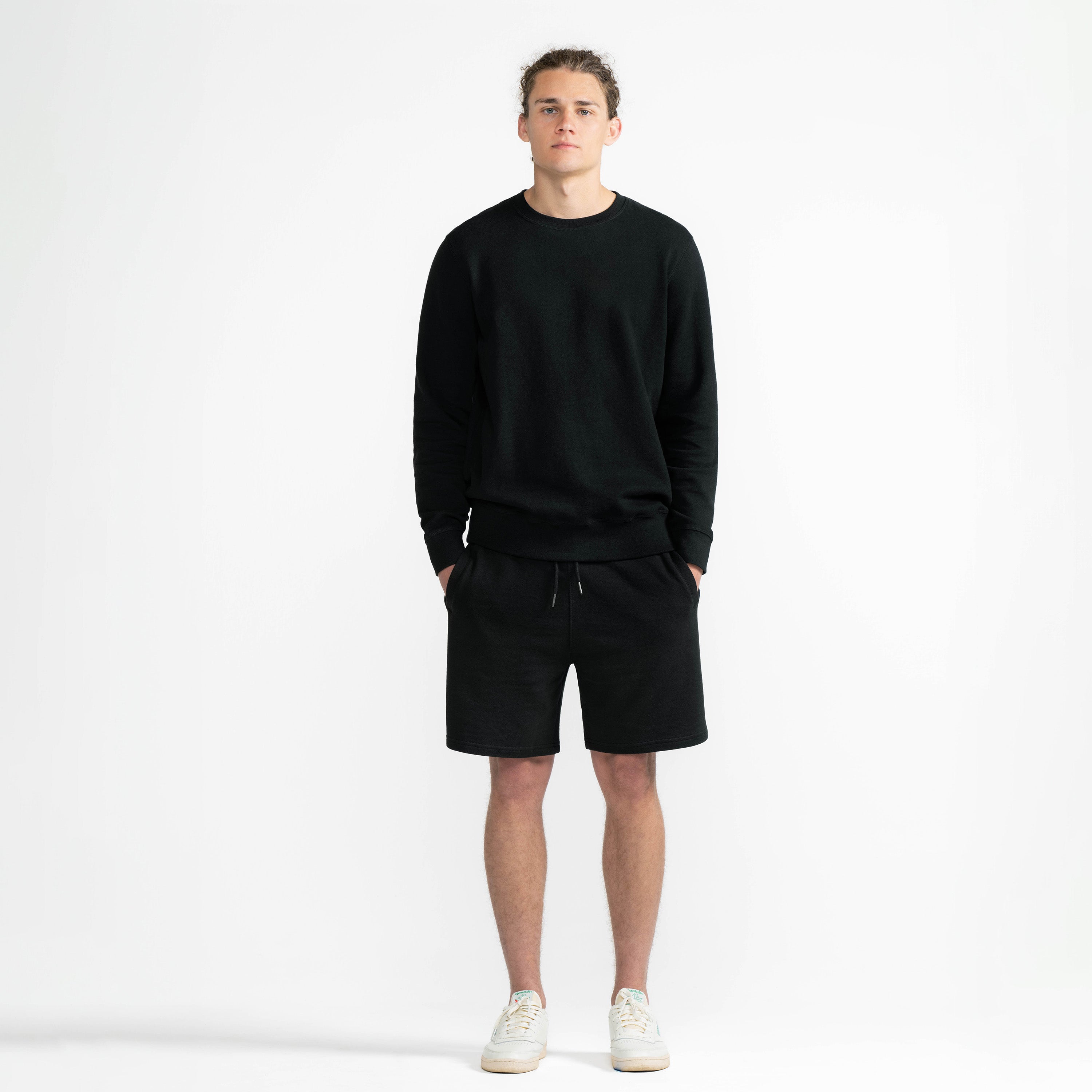Black Midweight Organic French Terry Crew