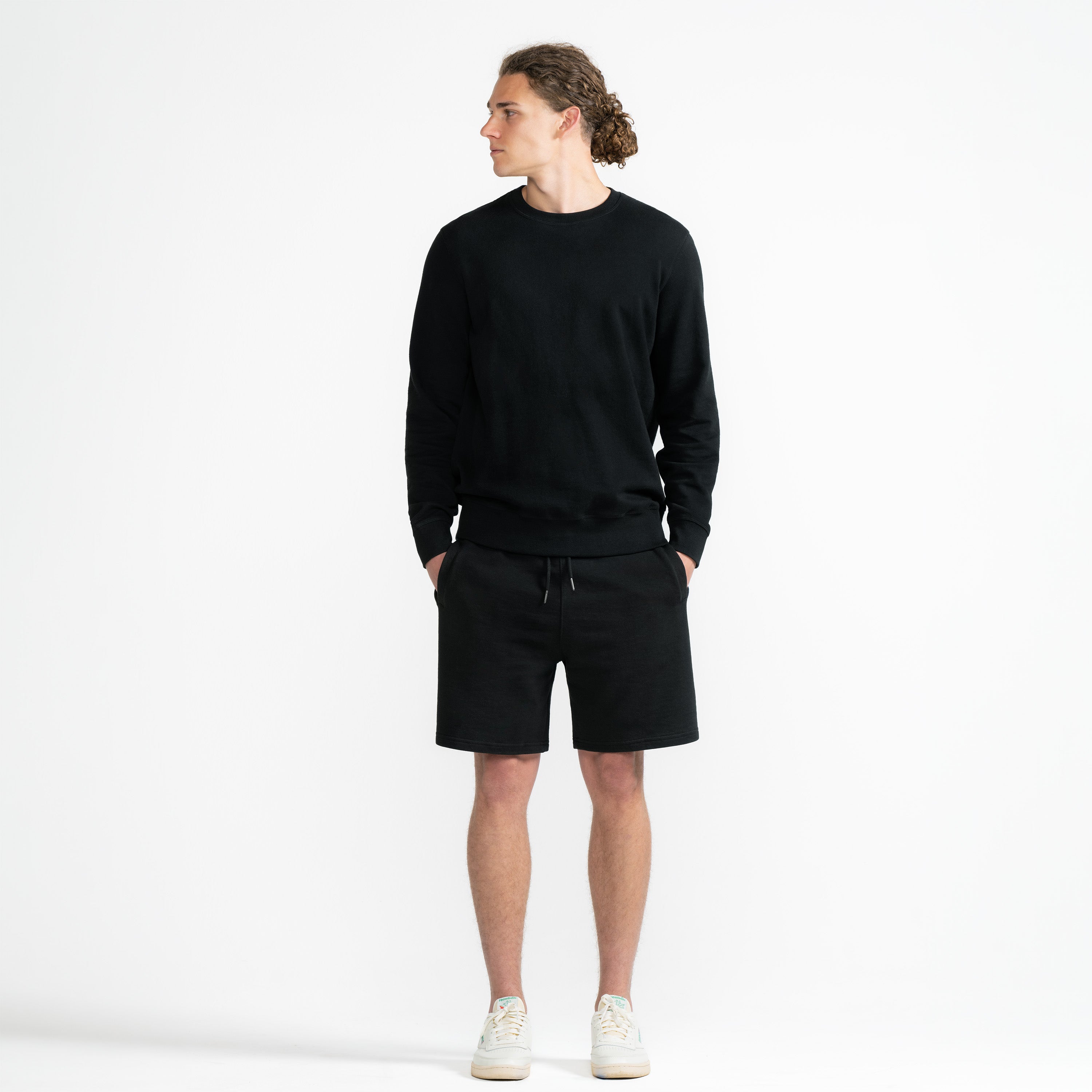 Black Midweight Organic French Terry Crew