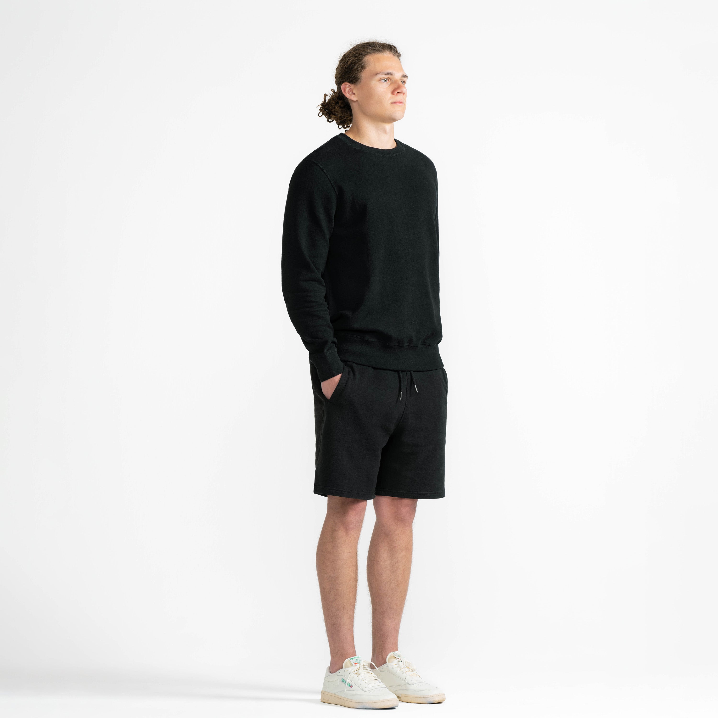 Black Midweight Organic French Terry Crew
