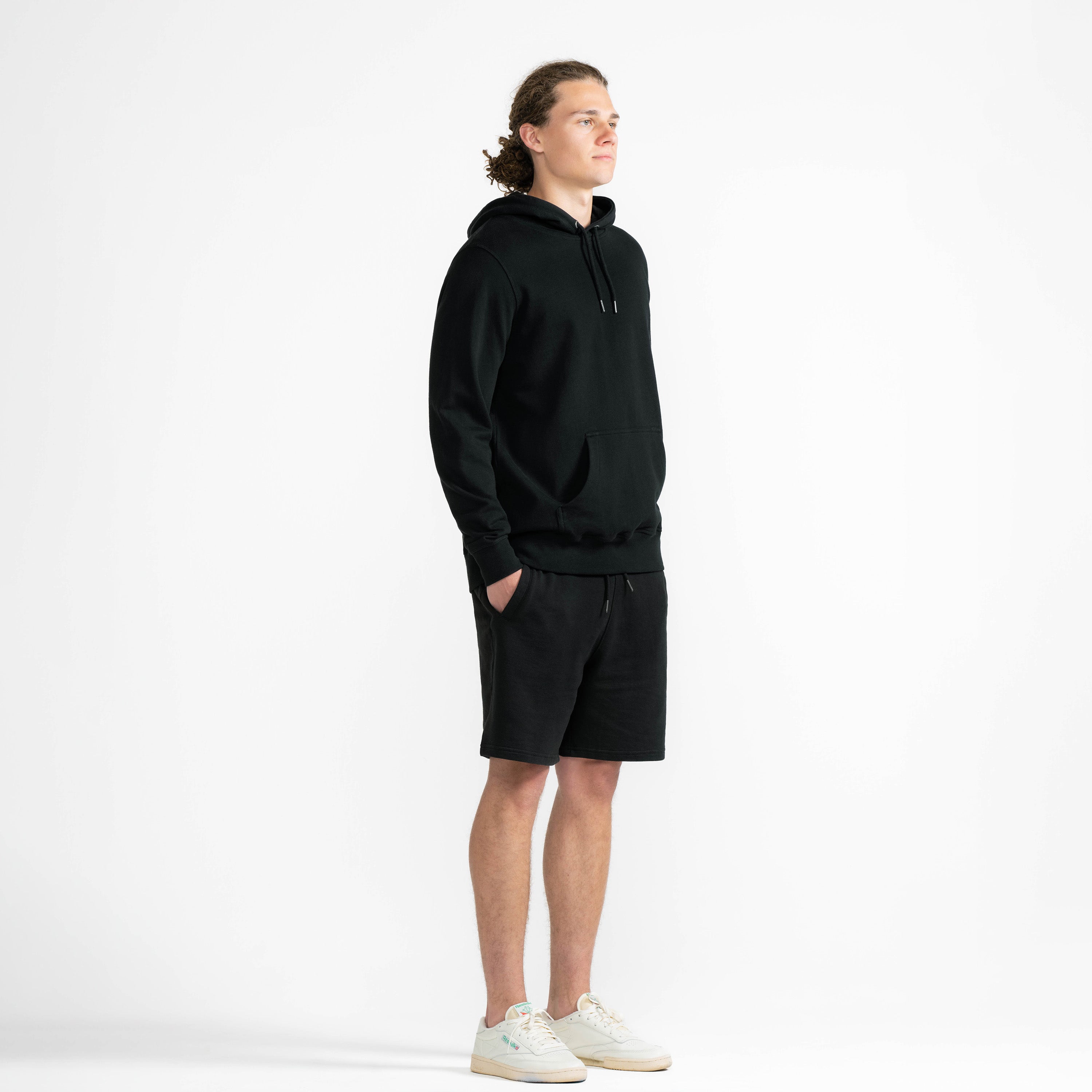 Black Midweight Organic French Terry Hood