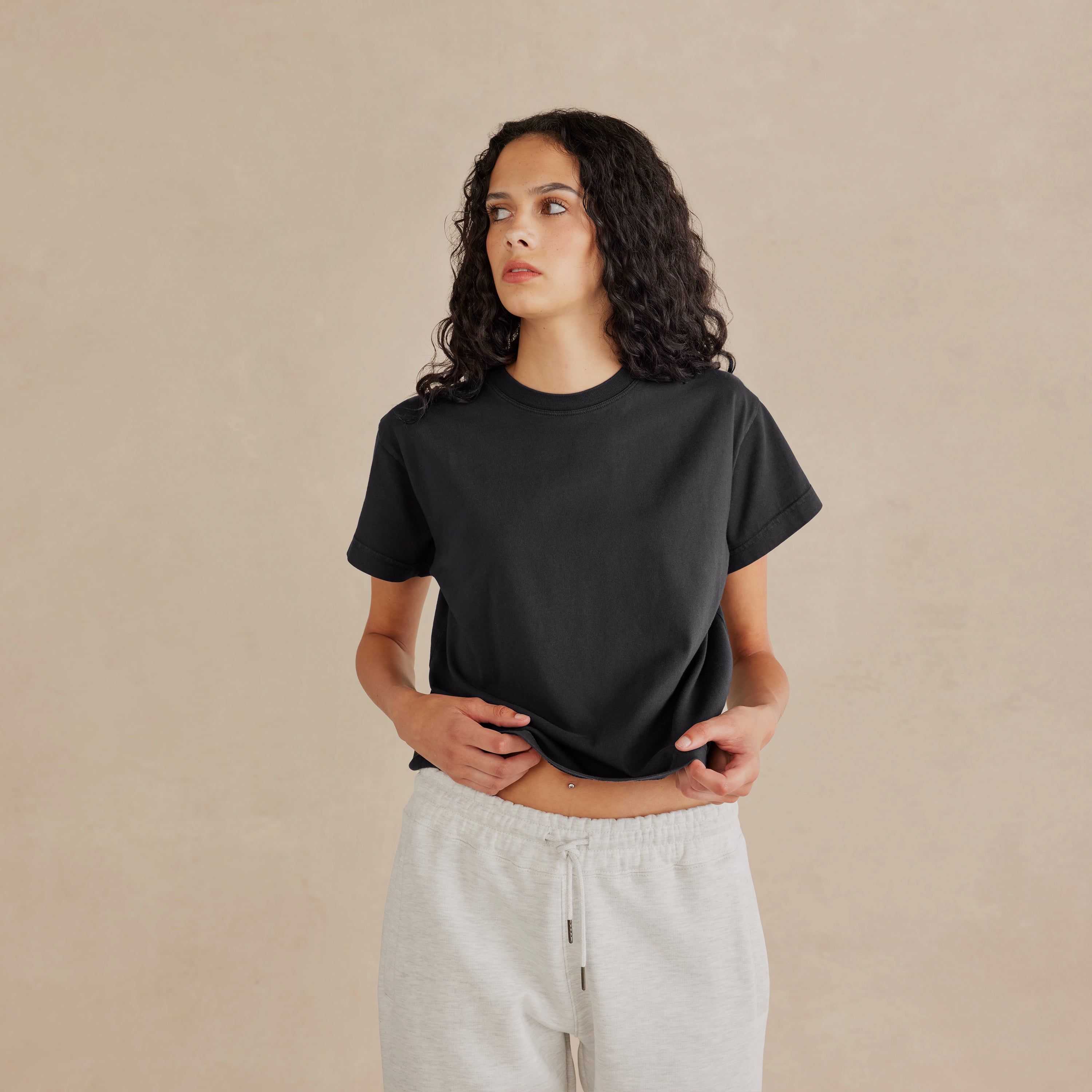 Women's Vintage Black Heavyweight Organic Tee