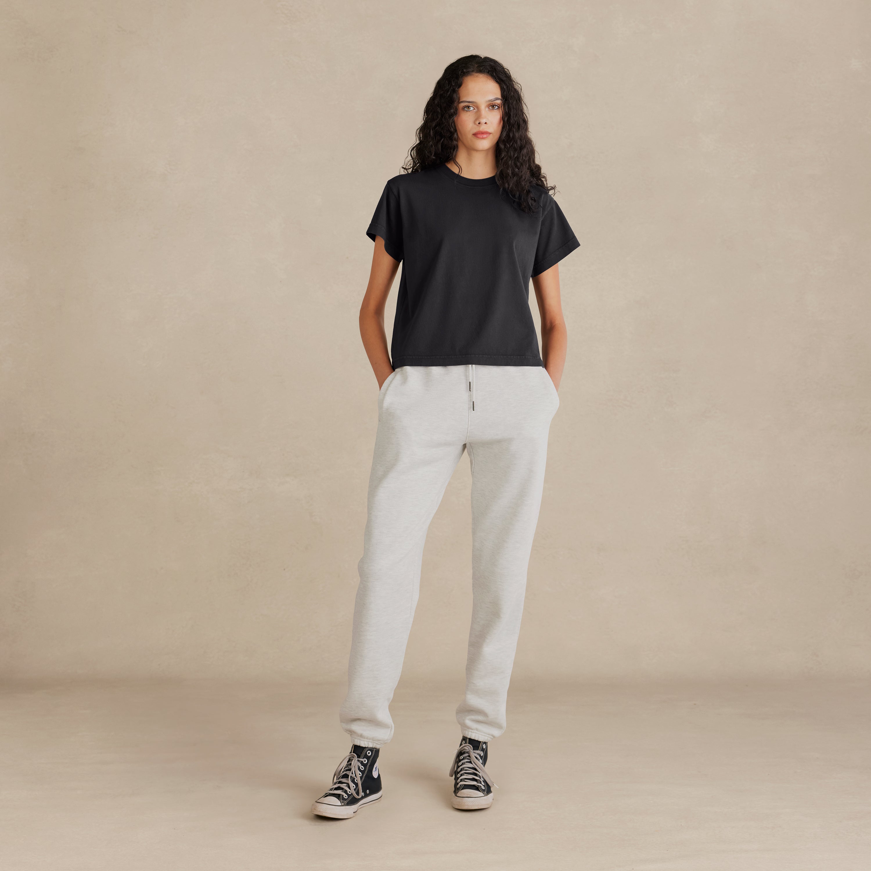 Women's Vintage Black Heavyweight Organic Tee